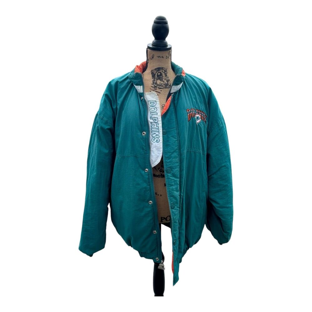 Vintage Miami Dolphin's Starter Jacket Coat Size Large NFL Football 80s